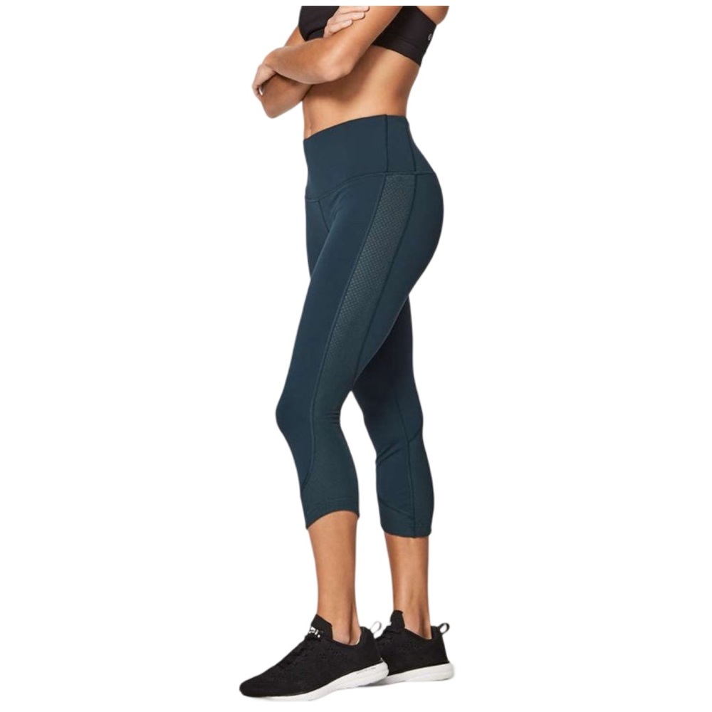 Lululemon Ready Set Go Crop 21” Submarine Size 4 Side Mesh Leggings With Pocket